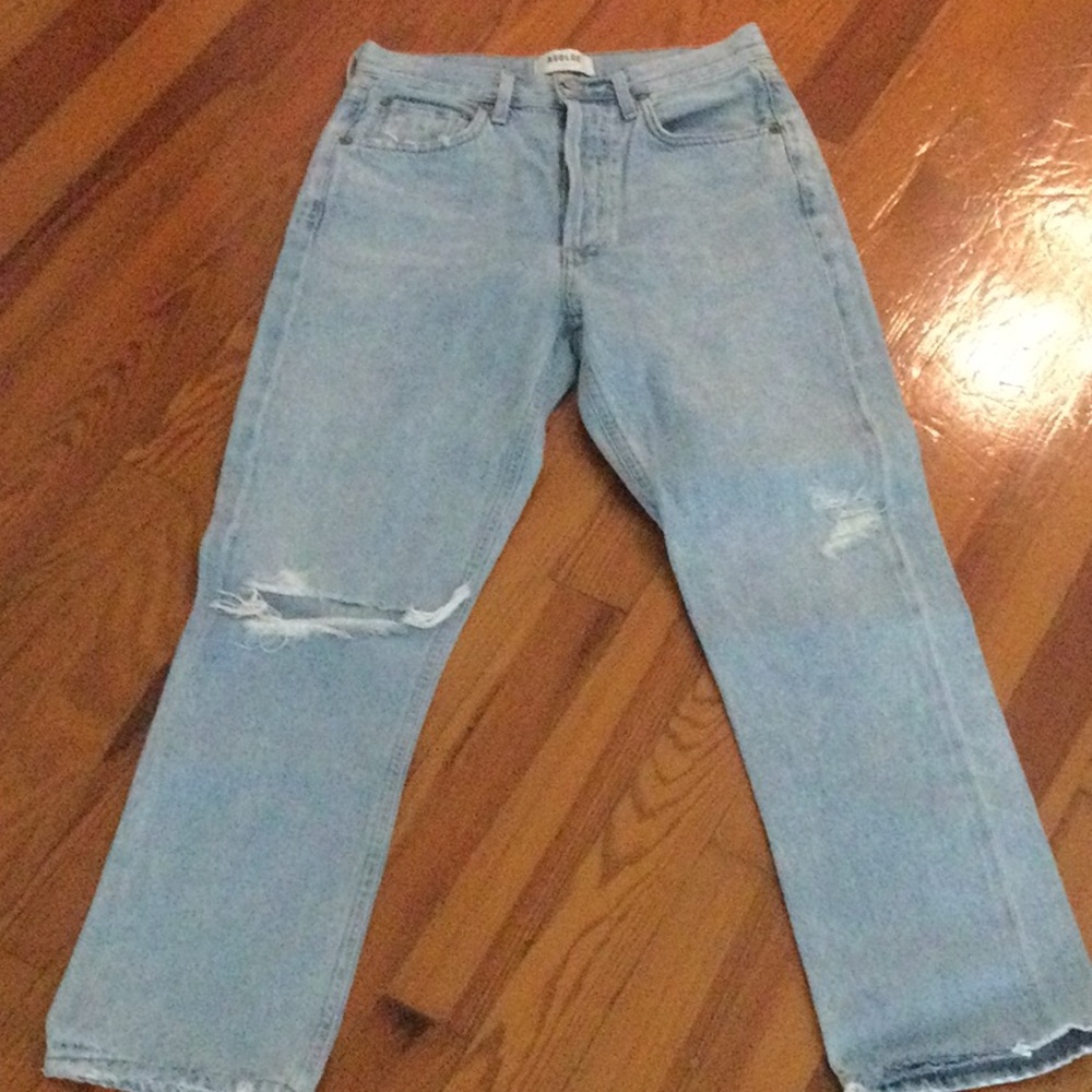 Agolde light blue ripped knees jeans fitted